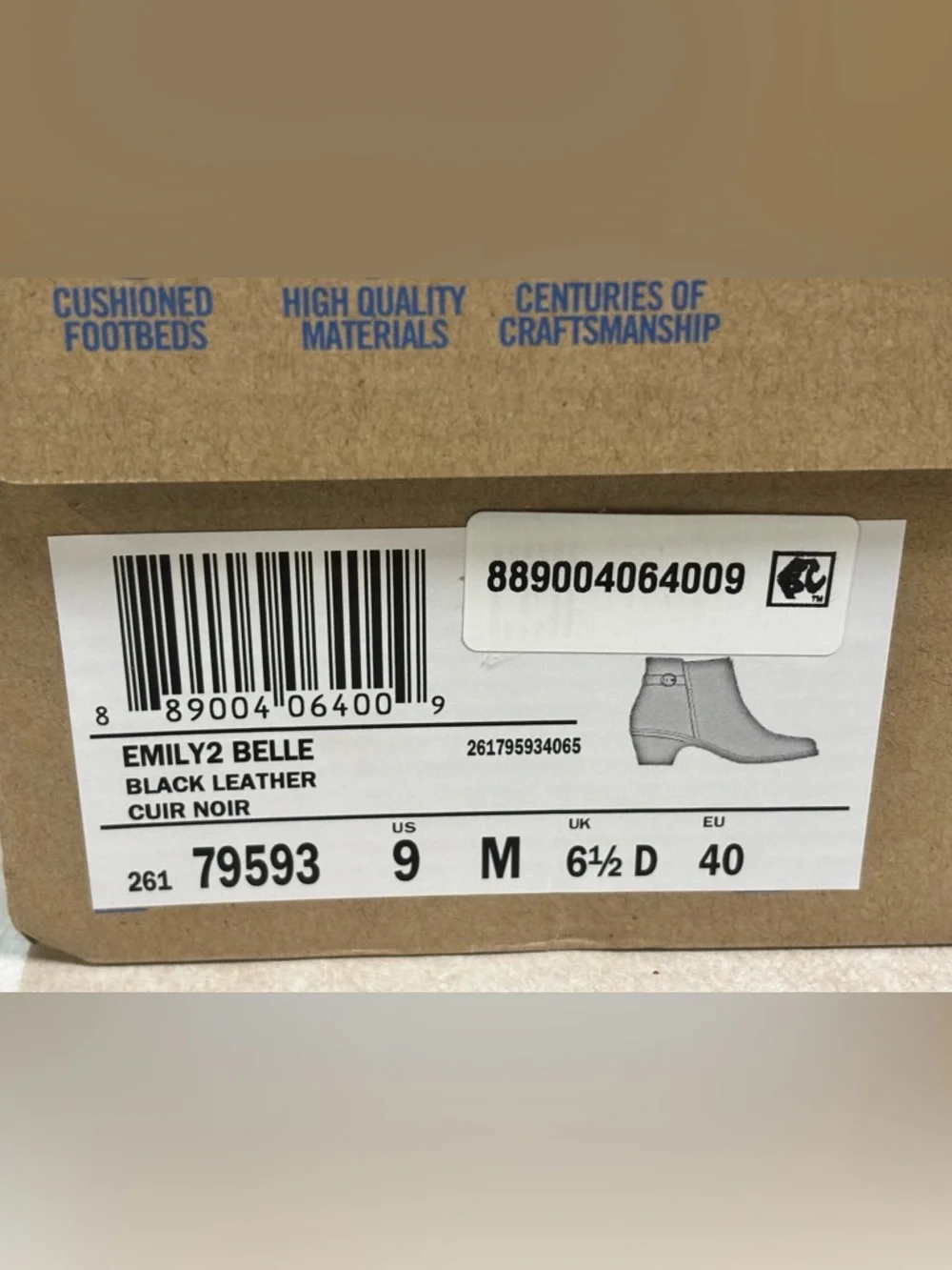 Clarks Emily2 Belle Boots Womens Size 9 Black Leather Ankle Booties Heel Zip - Picture 13 of 15